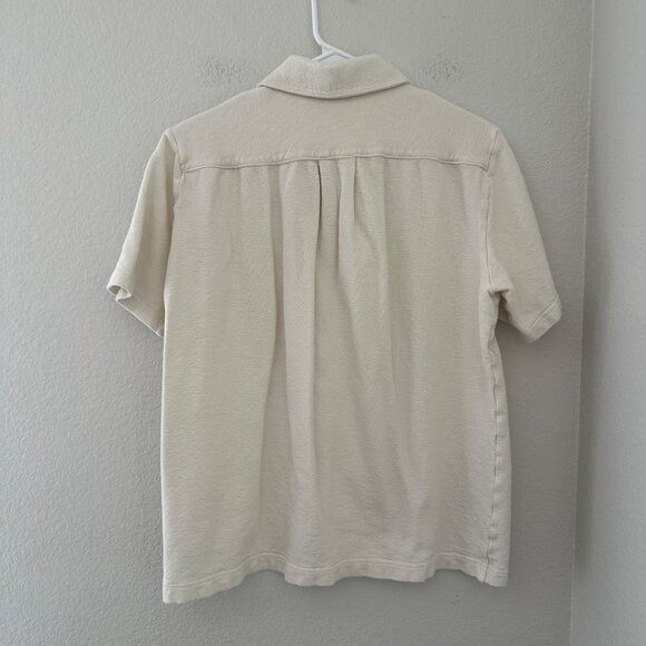 Arket Textured Casual Button Down Shirt Short Sleeve Cotton Ivory Sz XL - Picture 2 of 11